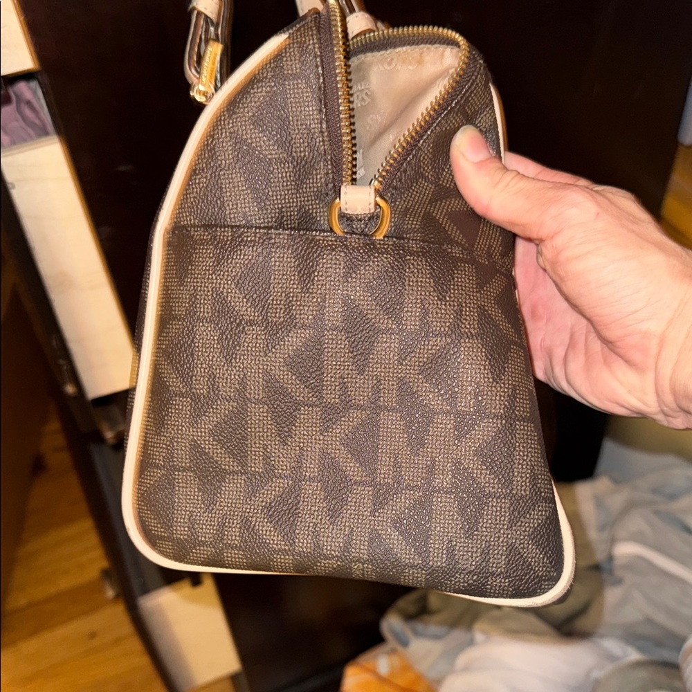 Michael Kors Brown Satchel with Gold Accents - Picture 4 of 15